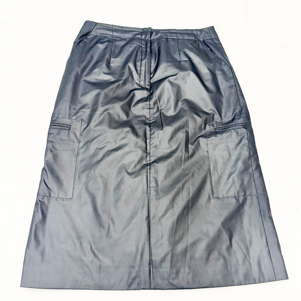 Hirsch Black/Charcoal Polyester Faux Leather Textured Skirt Size 14